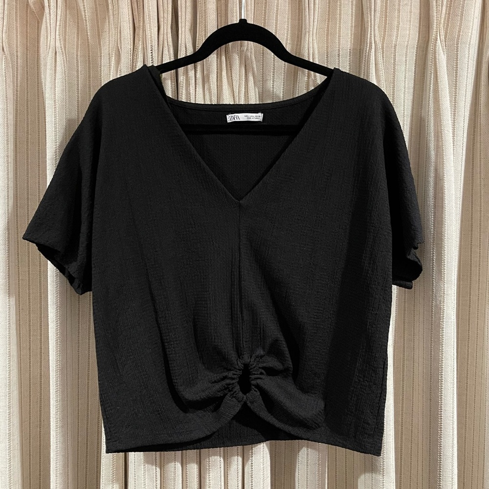 Zara textured crop top with rouching detail